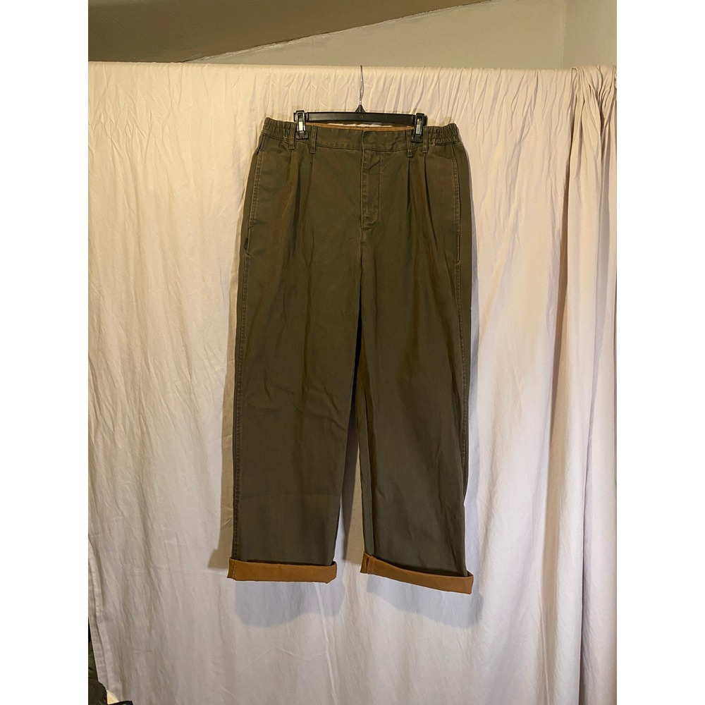 thisisneverthat Pleated Canvas Trousers Olive Green Straight Leg Pants